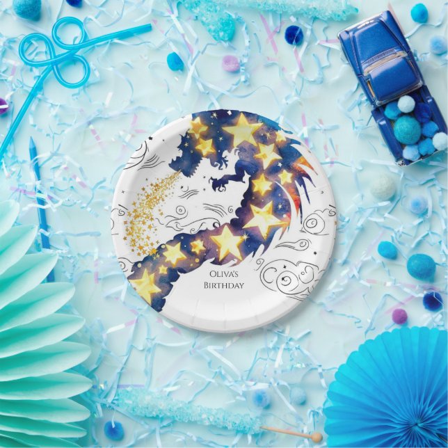 Prato De Papel Aniversário do Dragão Místico Encantado (Festa)