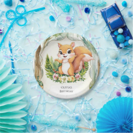 Prato De Papel Aniversário do Esquilo da Madeira Mágica