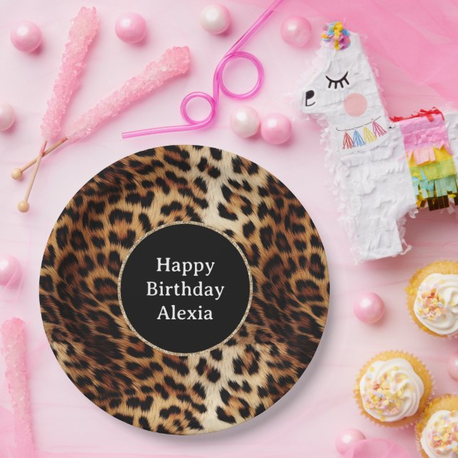 Prato De Papel Aniversário do Frame Sparkle com Glitter Dourado d (Festa)