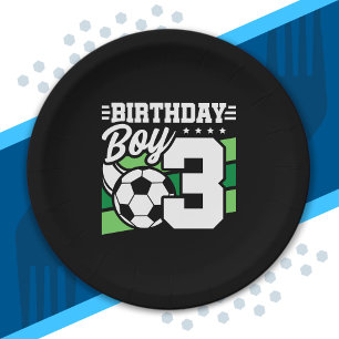 Prato De Papel Aniversário do futebol - Menino de 3 anos - aniver