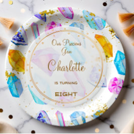 Prato De Papel Aniversário do Gem Party Crystals Moz