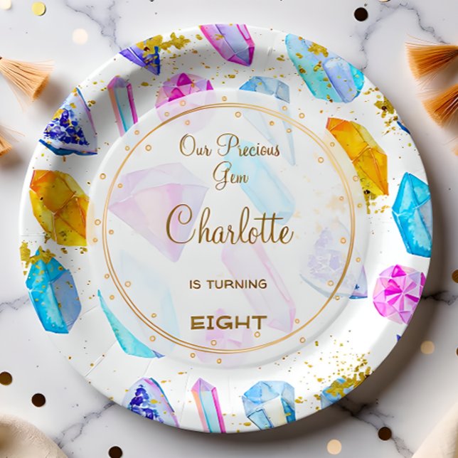 Prato De Papel Aniversário do Gem Party Crystals Moz (Criador carregado)