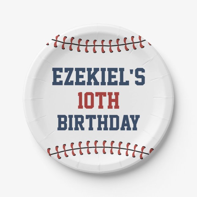 Prato De Papel Aniversário do Marinho americana Azul e Vermelho (Frente)