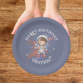 Prato De Papel Aniversário do Menino Astronauta do Espaço Exterio
