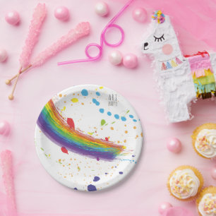 Prato De Papel Aniversário do Partido de Arte de Cor