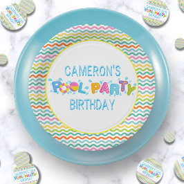 Prato De Papel Aniversário do Partido de Piscinas Coloridas
