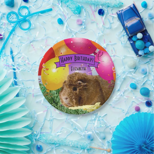 Prato De Papel Aniversário do Partido dos Porcos Guiné Balões (Festa)