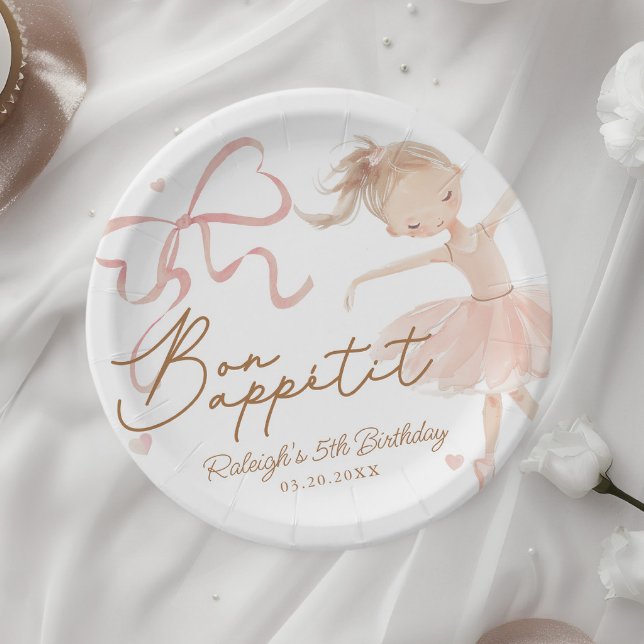 Prato De Papel Aniversário do Pastel Ballerina, balé Cute Girls (Criador carregado)