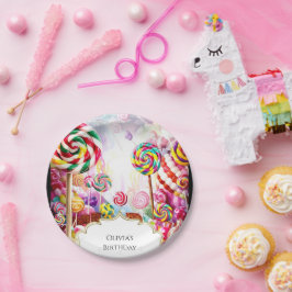 Prato De Papel Aniversário do Pastel Candyland