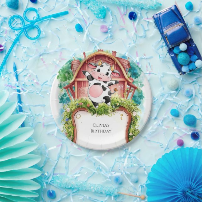 Prato De Papel Aniversário do Pastel de Aquarela (Festa)