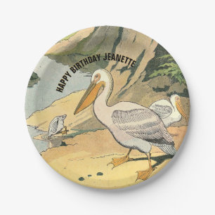 Prato De Papel Aniversário do Pelican Beach Illustration