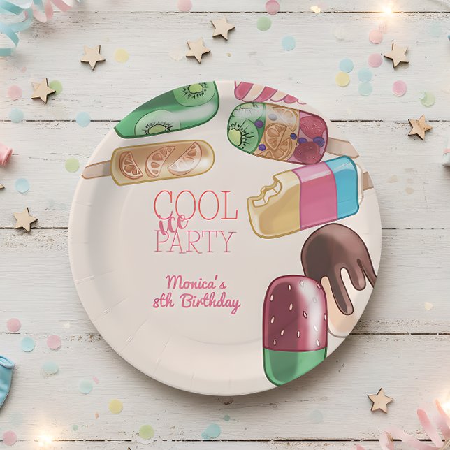 Prato De Papel aniversário do picolé legal de água (Criador carregado)