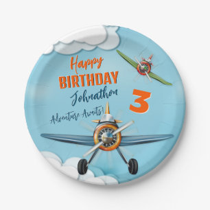 Prato De Papel Aniversário do Piloto de Combatente de Avião