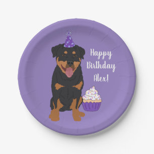 Prato De Papel Aniversário do Rottweiler Personalizável