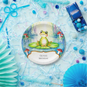Prato De Papel Aniversário do Sapo das Crianças de Aquarela