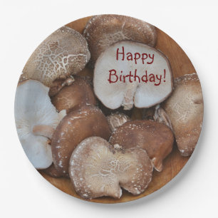 Prato De Papel Aniversário do Shiitake Mushrooms