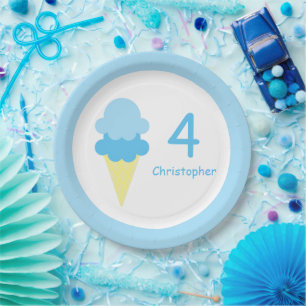 Prato De Papel Aniversário do sorvete