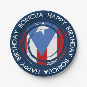 Prato De Papel Aniversário do tema de Boricua da bandeira de