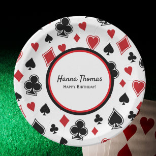 Prato De Papel Aniversário do Tema do Tubarão do Casino Poker