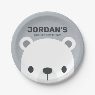 Prato De Papel Aniversário do Urso Polar Bonito