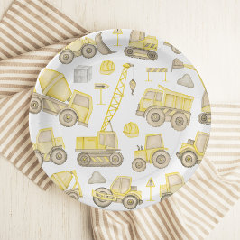 Prato De Papel Aniversário do Veículo de Construção de Aquarela M