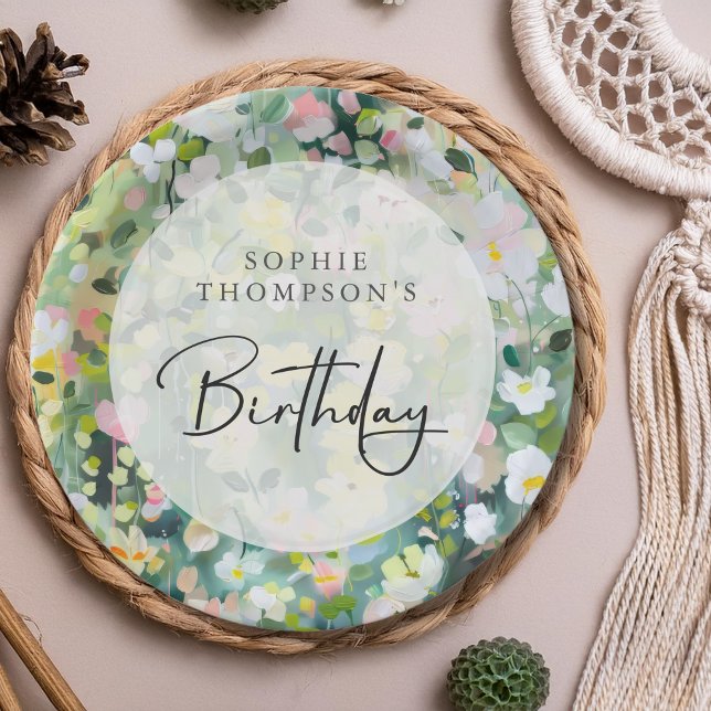Prato De Papel Aniversário elegante das flores dos prados (Criador carregado)