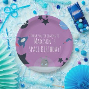Prato De Papel Aniversário Espacial Tema Alien Azul