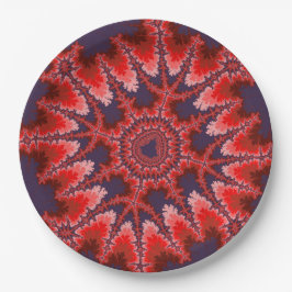Prato De Papel Aniversário Fractal Vermelho, Azul e Rosa