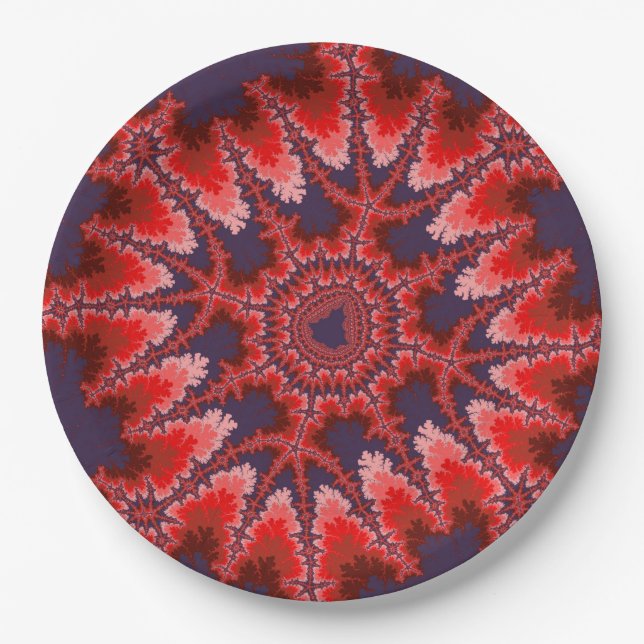 Prato De Papel Aniversário Fratural Vermelho, Azul e Rosa (Frente)