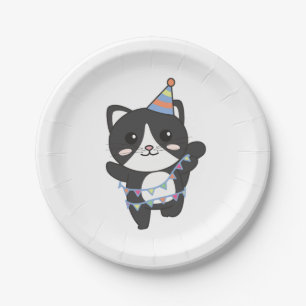Prato De Papel Aniversário Gato de Corte para Crianças Festa de a