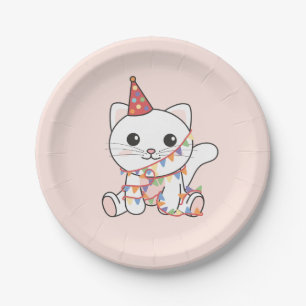 Prato De Papel Aniversário Gato de Corte para Crianças Festa de a