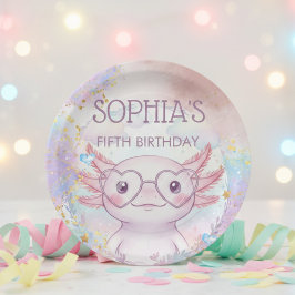 Prato De Papel Aniversário infantil axolote caprichoso