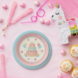 Prato De Papel Aniversário Kawaii - Bolo e Bolinhos Fofo
