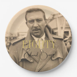 Prato De Papel Aniversário moderno do 80 Birthday Photo Male