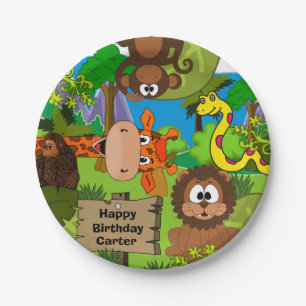 Prato De Papel Aniversário personalizado da selva