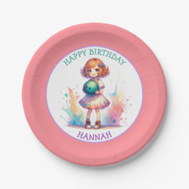 Prato De Papel Aniversário Personalizado de Anime da boliche
