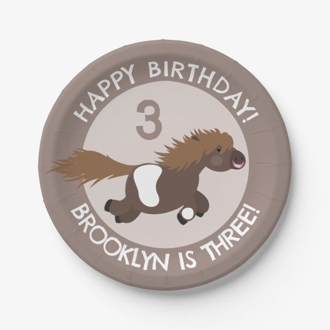 Prato De Papel Aniversário personalizado de desenho animado do pô (Frente)