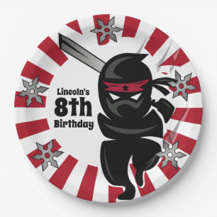 Prato De Papel Aniversário Personalizado do Guerreiro Ninja Samu