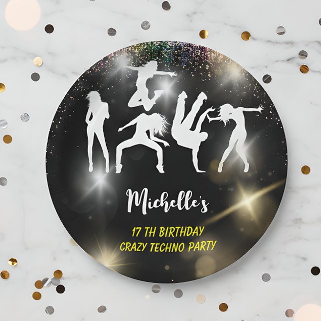 Prato De Papel Aniversário psicodélico da discoteca louca (Criador carregado)