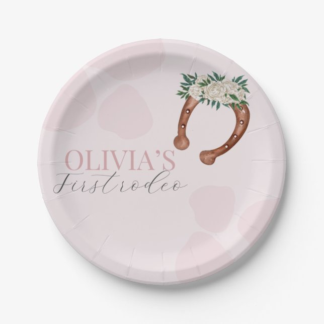 Prato De Papel Aniversário rodeado de vaqueira ocidental (Frente)