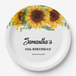 Prato De Papel Aniversário Russo de Girassol