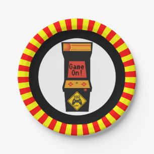 Prato De Papel Aniversário temático do jogo de vídeo retro da