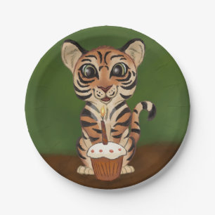 Prato De Papel Aniversário Tigre