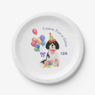 Prato De Papel Aniversário TriColor Cavalier King Charles Spaniel