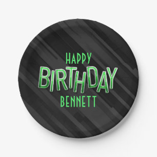 Prato De Papel Aniversário Verde Moderno