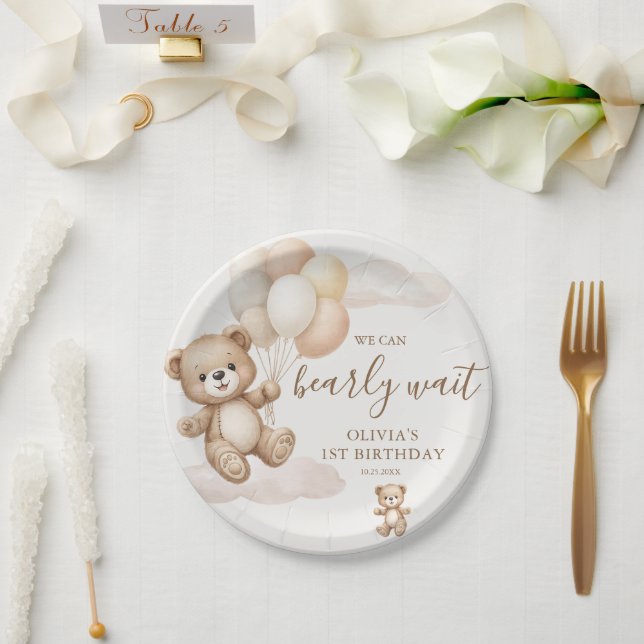 Prato De Papel Aniversário We Can Bearly Wait (Casamento)