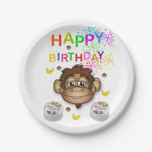 Prato De Papel Aniversários De Papel, Macaco