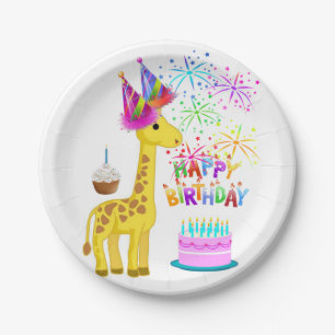 Prato De Papel Aniversários - Placas De Papel, Girafa