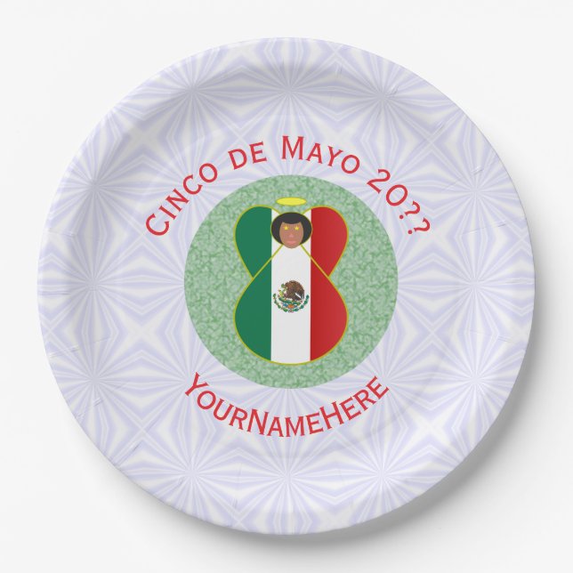 Prato De Papel Anjo Personalizado do Cinco de Mayo Mexicano  (Frente)