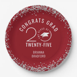 Prato De Papel Ano da Classe Vermelha de Na moda de Graduação Mod